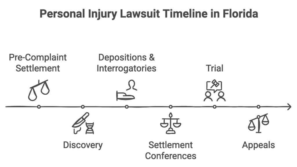 Personal injury lawsuit timeline infographic